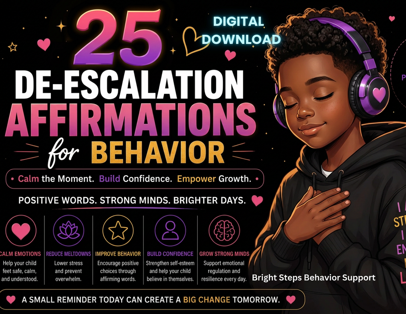 De-Escalation Bundle — boy affirmation cards