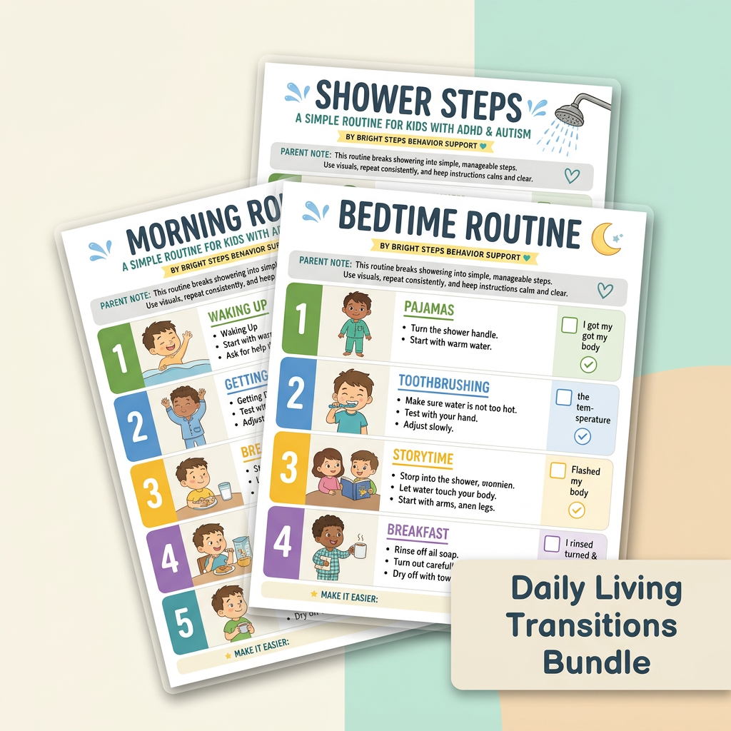 Daily Living Transitions printable guide bundle — Bright Steps