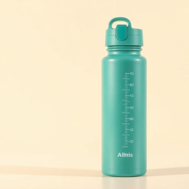 Kids' insulated water bottle with time markers